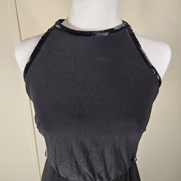 LAUREN RALPH LAUREN Women's Black Beaded-trim Blouson Evening Gown Dress - Picture 2 of 15